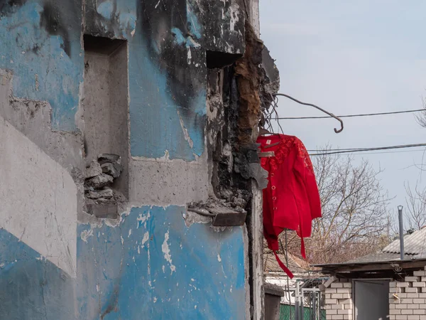 Війна Росії Проти України Російська Бомба Вразила Цивільні Будівлі Війна — стокове фото