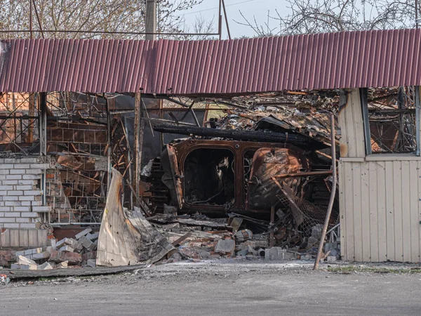 Burnt Destroyed Military Equipment Ukraine Russian Bmp Burned Ukrainian Army — стоковое фото