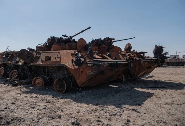 Bucha Ukraine April 2022 Broken Tanks Combat Vehicles Russian Invaders — Stock Photo, Image