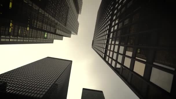 Rascacielos negro desde abajo en rotación. — Vídeos de Stock