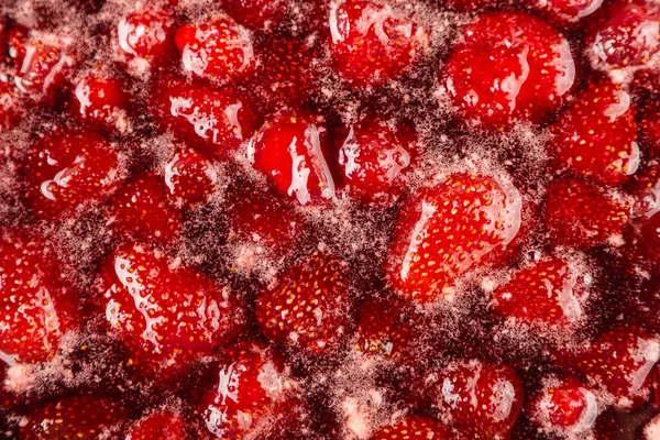 Confiture Fraises Vue Dessus Confiture Fraises Maison Faisant Des Progrès — Photo