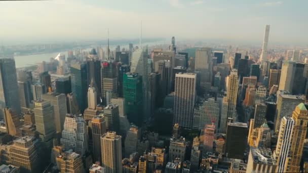 Vista Manhattan Ângulo Superior Pôr Sol Nova Iorque Vista Cima — Vídeo de Stock