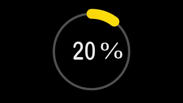 Abstract Yellow Circular Infographic One Hundred Percent Loading Chart Animation — Stock Video