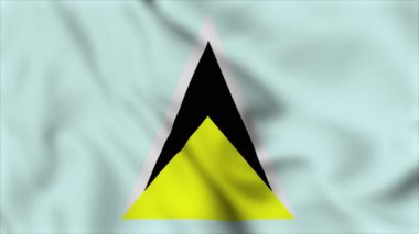 Saint Lucia Ulusal Bayrağı yakın plan video animasyonu sallıyor. Bayrak Kapanıyor. Bayraklar Hareketi Döngüsü HD.