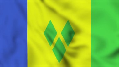 Saint Vincent ve Grenadines Ulusal Bayrağı yakın plan video animasyonu. Bayrak Kapanıyor. Bayraklar Hareketi Döngüsü HD.