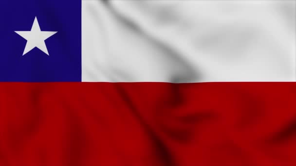 Chile Národní Vlajka Zblízka Vlnění Video Animace Vlajka Fouká Zblízka — Stock video