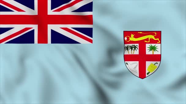 Национальный Флаг Фиджи Закрывает Размахивая Видео Анимацией Раздувание Флага Флаги — стоковое видео