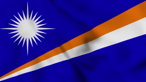 Национальный Флаг Маршалловых Островов Закрывает Размахивая Видео Анимацией Раздувание Флага — стоковое видео