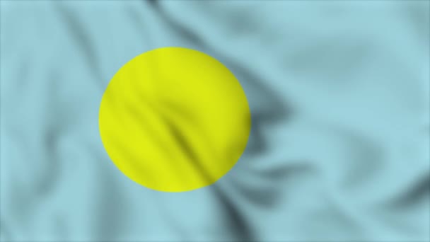 Palau Nationalflagge Großaufnahme Die Videoanimation Schwenkt Flaggen Wehen Aus Nächster — Stockvideo