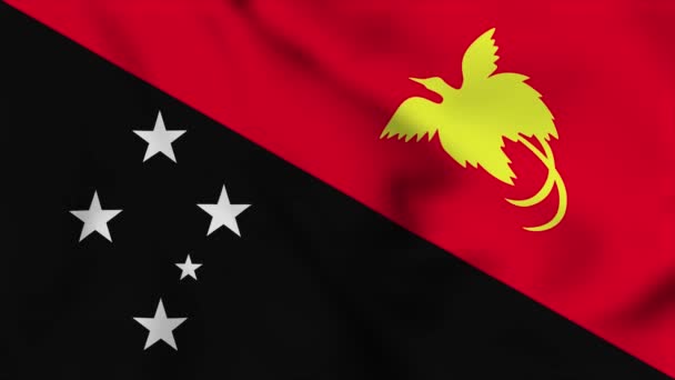 パプアニューギニアの国旗は ビデオアニメーションを振って閉じます 旗が掲揚される フラグ Motion Loop — ストック動画
