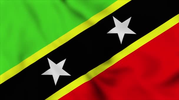 Saint Kitts Och Nevis Nationella Flagga Närbild Viftande Video Animation — Stockvideo