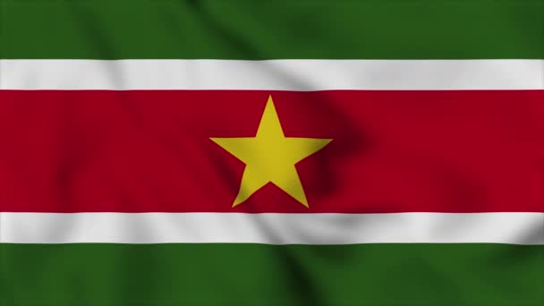 Suriname Nationale Vlag Close Zwaaien Video Animatie Vlaggen Opblazen Van — Stockvideo