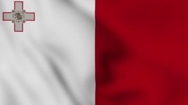 Malta ulusal bayrağı video animasyonunu sallıyor. Bayrak Kapanıyor. Bayraklar Hareketi Döngüsü HD.