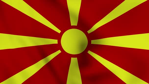 Makedonya Ulusal Bayrağı Video Animasyonunu Dalgalandırıyor Bayrak Kapanıyor Bayraklar Hareketi — Stok video