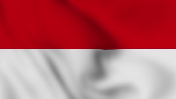 Bandera Nacional Indonesia Cierra Ondeando Animación Vídeo Bandera Que Sopla — Vídeos de Stock