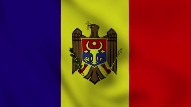 Bandeira Nacional Moldávia Fecha Acenando Animação Vídeo Bandeira Soprando Perto — Vídeo de Stock