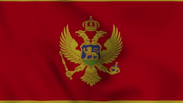 Національний Прапор Чорногорії Закриває Махаючи Відео Анімацією Прапор Розтягнувся Політ — стокове відео