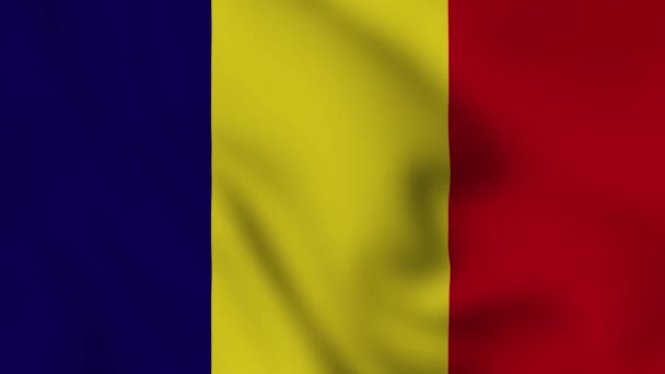 Rumunsko Národní Vlajka Zavřít Mávání Video Animace Vlajka Fouká Zblízka — Stock video