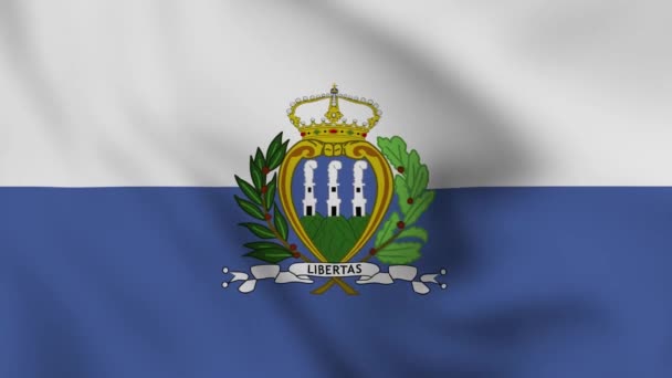 Bandeira Nacional San Marino Close Acenando Animação Vídeo Bandeira Soprando — Vídeo de Stock