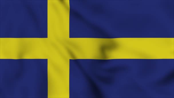 Bandeira Nacional Suécia Fechar Acenando Animação Vídeo Bandeira Soprando Perto — Vídeo de Stock