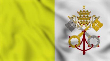 Holy See bayrağı video animasyonunu sallıyor. Bayrak Kapanıyor. Bayraklar Hareketi Döngüsü HD.
