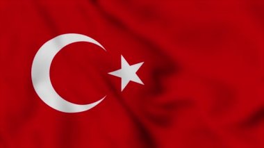 Türkiye Cumhuriyeti ulusal bayrağı video animasyonu dalgalandırıyor. Bayrak Kapanıyor. Bayraklar Hareketi Döngüsü HD.