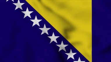 Bosna-Hersek ulusal bayrağı video animasyonunu dalgalandırıyor. Bayrak Kapanıyor. Bayraklar Hareketi Döngüsü HD.