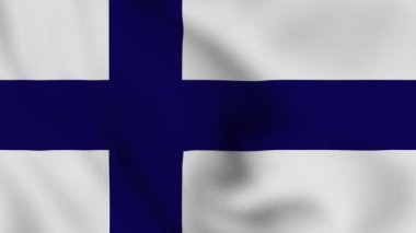 Finlandiya ulusal bayrağı video animasyonunu sallıyor. Bayrak Kapanıyor. Bayraklar Hareketi Döngüsü HD.