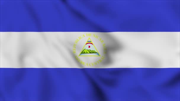 Nicaragua Bandera Nacional Cerrar Ondeando Video Animación Bandera Que Sopla — Vídeos de Stock