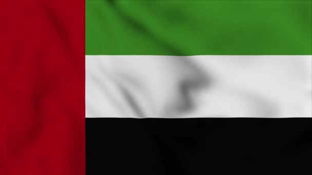 Bandera Nacional Los Emiratos Árabes Unidos Cierra Ondeando Video Animación — Vídeo de stock