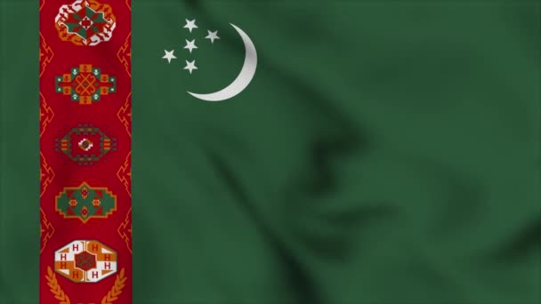 Государственный Флаг Туркменистана Закрывает Размахивая Видеоанимацией Раздувание Флага Флаги Motion — стоковое видео