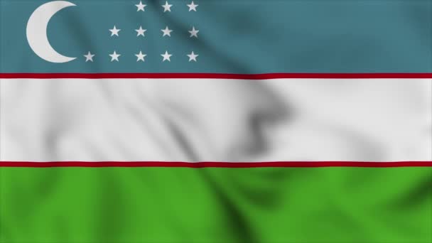 Государственный Флаг Узбекистана Государственный Флаг Узбекистана Крупным Планом Размахивает Видео — стоковое видео
