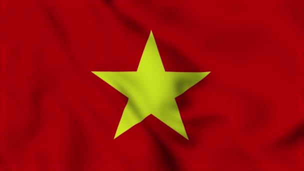 Vietnam Nationale Vlag Close Zwaaien Video Animatie Vlaggen Opblazen Van — Stockvideo