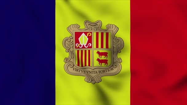 Andorra National Flag Close Waving Video Animation Flag Blowing Close — Stock Video