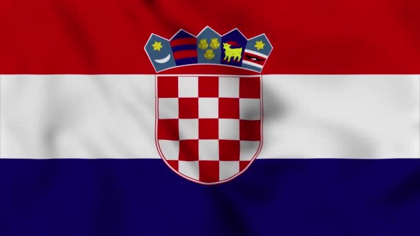 Croácia Bandeira Nacional Closeup Acenando Animação Vídeo Bandeira Soprando Perto — Vídeo de Stock