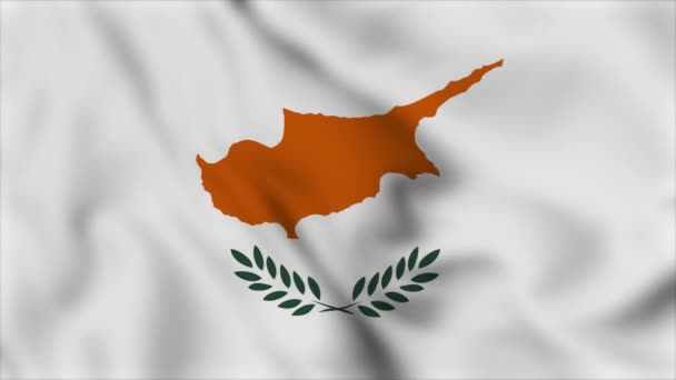 Кипрский Национальный Флаг Крупным Планом Размахивает Видео Анимацией Раздувание Флага — стоковое видео
