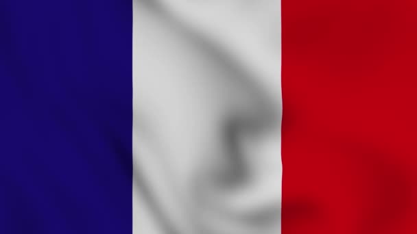 Drapeau National France Ferme Brandissant Animation Vidéo Flag Blowing Close — Video