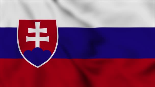 Slovakia National Flag Close Waving Video Animation Flag Blowing Close — Stockvideo