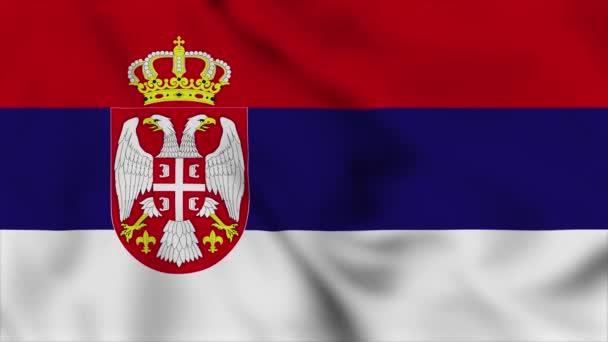 세르비아 국기가 애니메이션을 흔들며 닫히고 있습니다 가까이 플래그 — 비디오