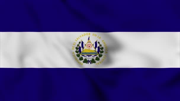 Сальвадор Национальный Флаг Закрыть Размахивая Видео Анимации Раздувание Флага Флаги — стоковое видео
