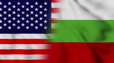 Amerika Birleşik Devletleri ve Bulgaristan bayrağı. ABD ve Bulgaristan Karışık Ülke bayrakları hareket döngüsü animasyon bayrağı dalgalanıyor. Bayraklar Hareketi Döngüsü HD.