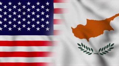 Amerika Birleşik Devletleri ve Kıbrıs bayrağı. ABD ve Kıbrıs Rum Kesimi, hareket döngüsü animasyon bayrağı kapanıyor. Bayraklar Hareketi Döngüsü HD.