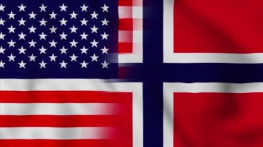 Amerika Birleşik Devletleri ve Norveç bayrağı. ABD ve Norveç karışık ülke bayrakları hareket döngüsü animasyon bayrağı kapanıyor. Bayraklar Hareketi Döngüsü HD.