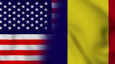 Amerika Birleşik Devletleri ve Romanya bayrağı. ABD ve Romanya Karışık Ülke bayrakları, hareket döngüsü animasyonu Bayrak Kapanıyor. Bayraklar Hareketi Döngüsü HD.