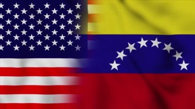 Amerika Birleşik Devletleri ve Venezuela bayrağı. ABD ve Venezuela karışık ülke bayrakları hareket döngüsü animasyon bayrağı kapanıyor. Bayraklar Hareketi Döngüsü HD.