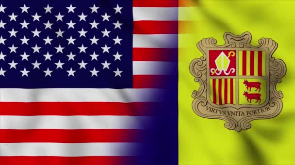 Gli Stati Uniti America Bandiera Andorra Usa Andorra Bandiere Paese — Video Stock