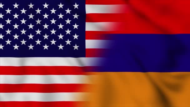 Amerika Birleşik Devletleri Ermenistan Bayrağı Abd Ermenistan Karışık Ülke Bayrakları — Stok video