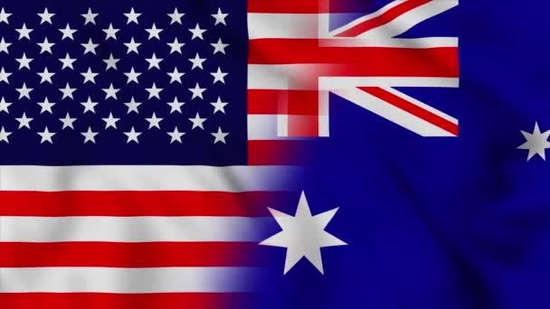 Die Flagge Der Vereinigten Staaten Von Amerika Und Australien Die — Stockvideo