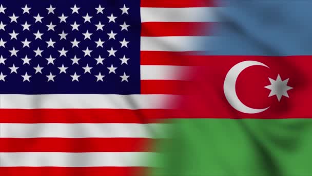 Estados Unidos América Bandera Azerbaiyán Estados Unidos Azerbaiyán Banderas País — Vídeo de stock