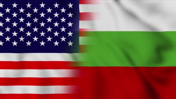 Usa Och Bulgariens Flagga Usa Och Bulgarien Blandade Land Flaggor — Stockvideo
